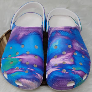 Crocs Blue/Purple/White Slip on Women's 11 Men's 9 * READ